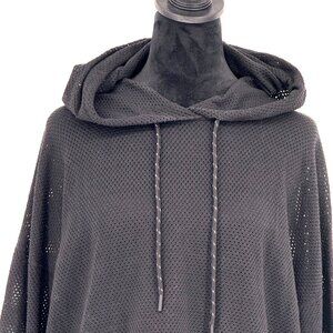 2/$18 SALE! DKNY Sport Mesh Hoodie Womens M Black Long Sleeve Banded Grunge